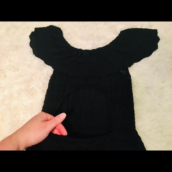 Little Black Lace Off the Shoulder Dress - Picture 3 of 4